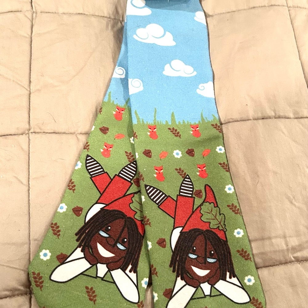 Whoopi's Midcalf Whimsical Gnome Socks created with Sock Dreams in 2015!